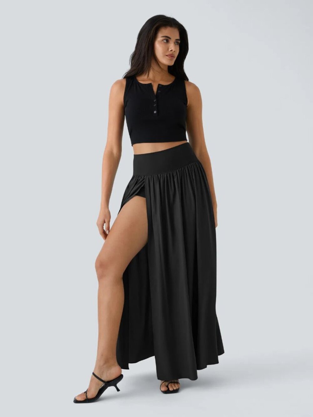 Halara XS Breezeful High Waisted Split 2-in-1 Flowy Quick Dry Maxi Casual Skirt
